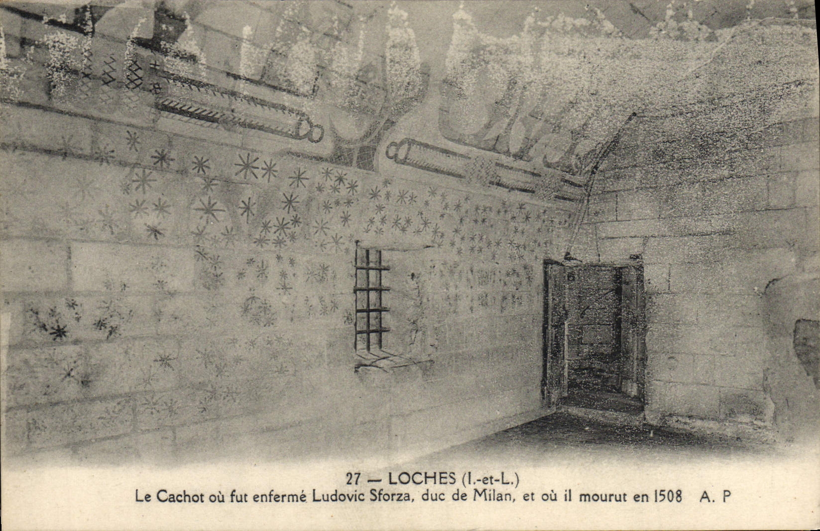 Los Loaches de la prisión de la POSTAL de la VENDIMIA el Dungeon o eran traban para arriba a duque de Ludovico Sforza de Milano