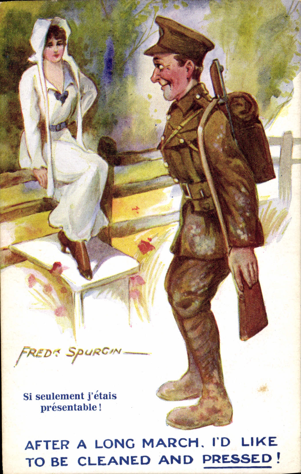 CPA Fantaisie Illustrateur Soldat militaria Fred Spurgin 