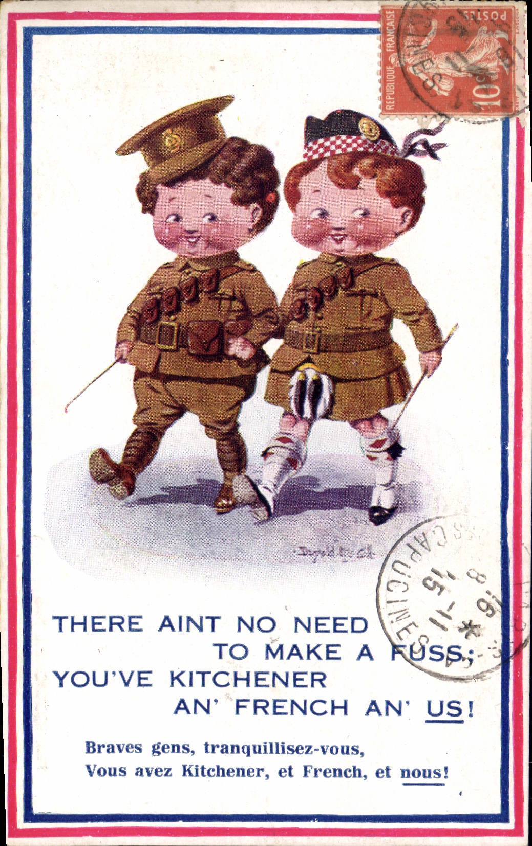 VINTAGE POSTCARD Fantasy Illustrator Children Donald Mc Gill Militaria