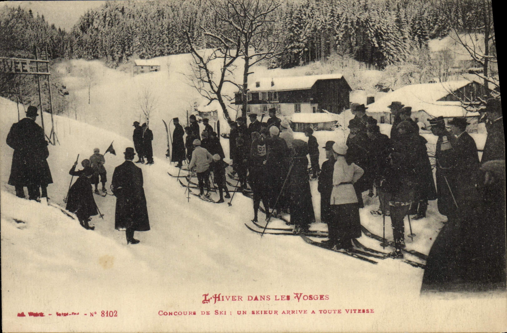 CPA Sports d'hiver Ski Vosges Concours de ski Un skieur arrive a toute vitesse