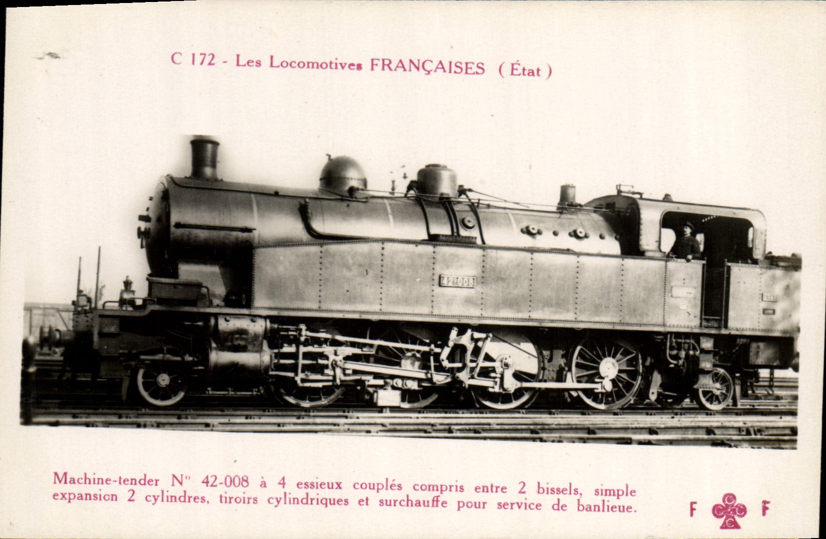 VINTAGE POSTCARD Train Engine Machine Tender 42.008