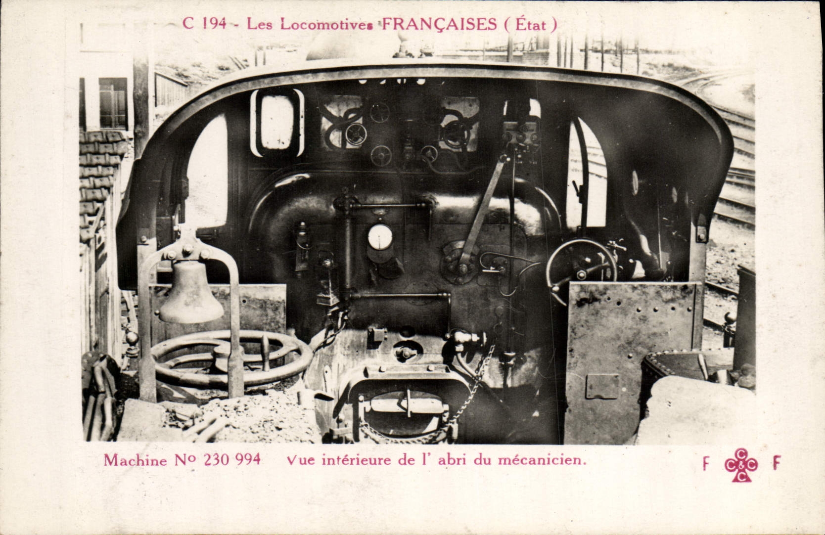VINTAGE POSTCARD Train Engine Machine 230.994 interior sight of the driver cabin