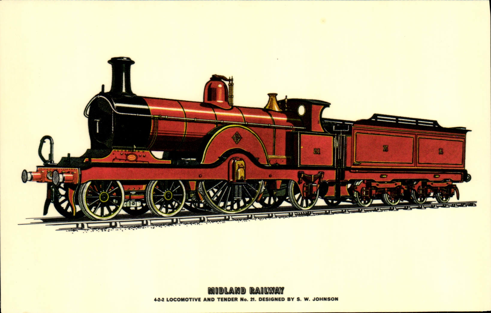 POSTAL MODERNA ferrocarril del Midland del motor del tren