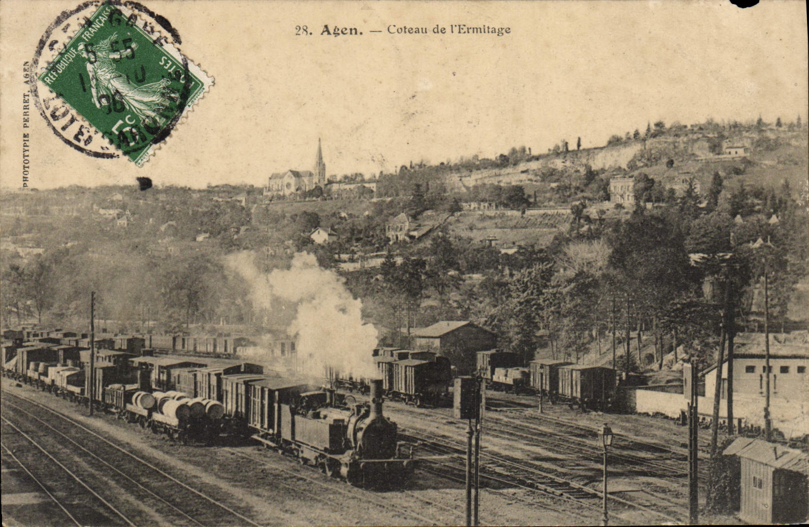 CPA Train Locomotive Agen Coteau de l'ermitage