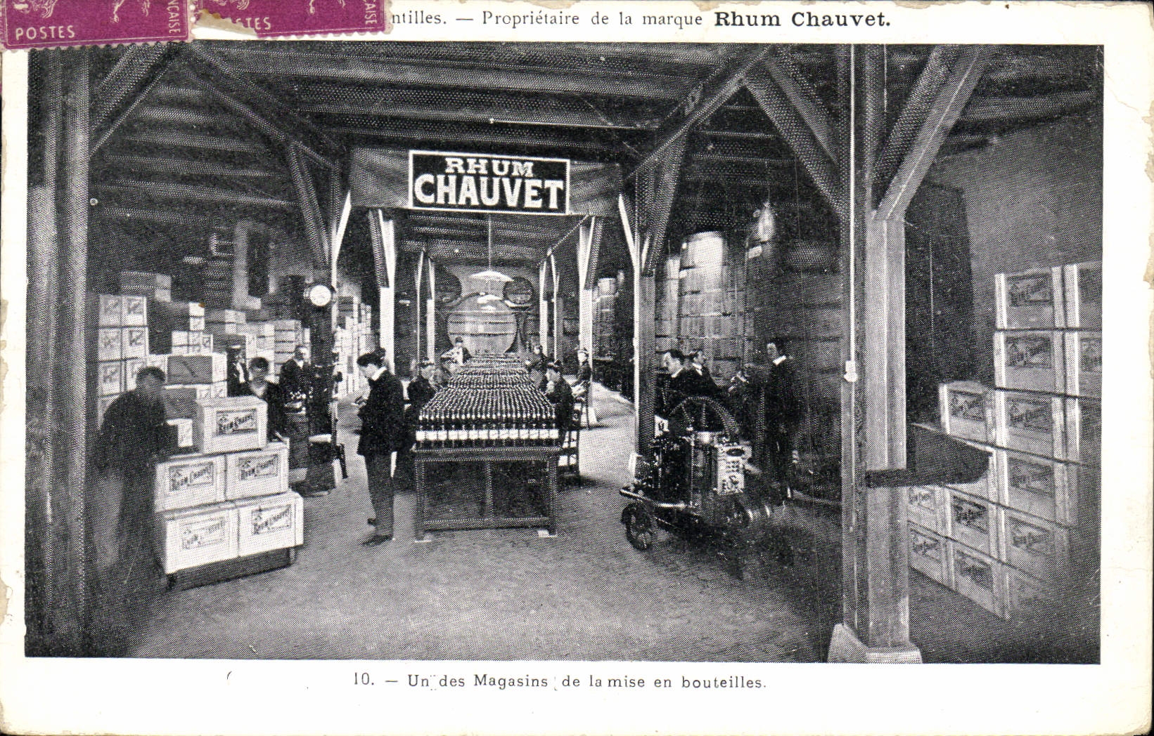 VINTAGE POSTCARD Alcohol Chauvet Rum One of the stores of the setting in bottles