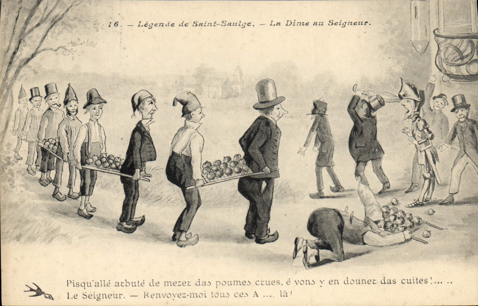 CPA Alcool legende de St Saulge La dime au Seigneur