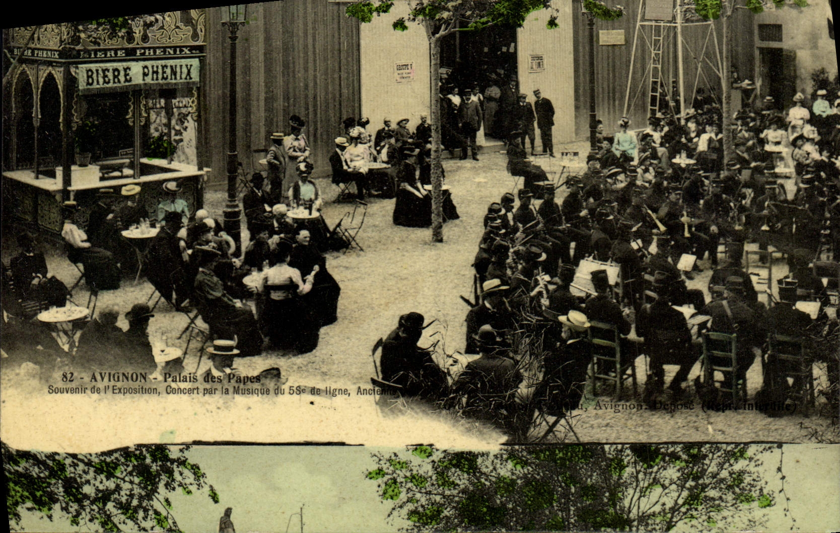 VINTAGE POSTCARD Alcohol Avignon Palate of the Popes Souvenir of the exposure Concert by the music of the 58emede line Miltiaria Beer