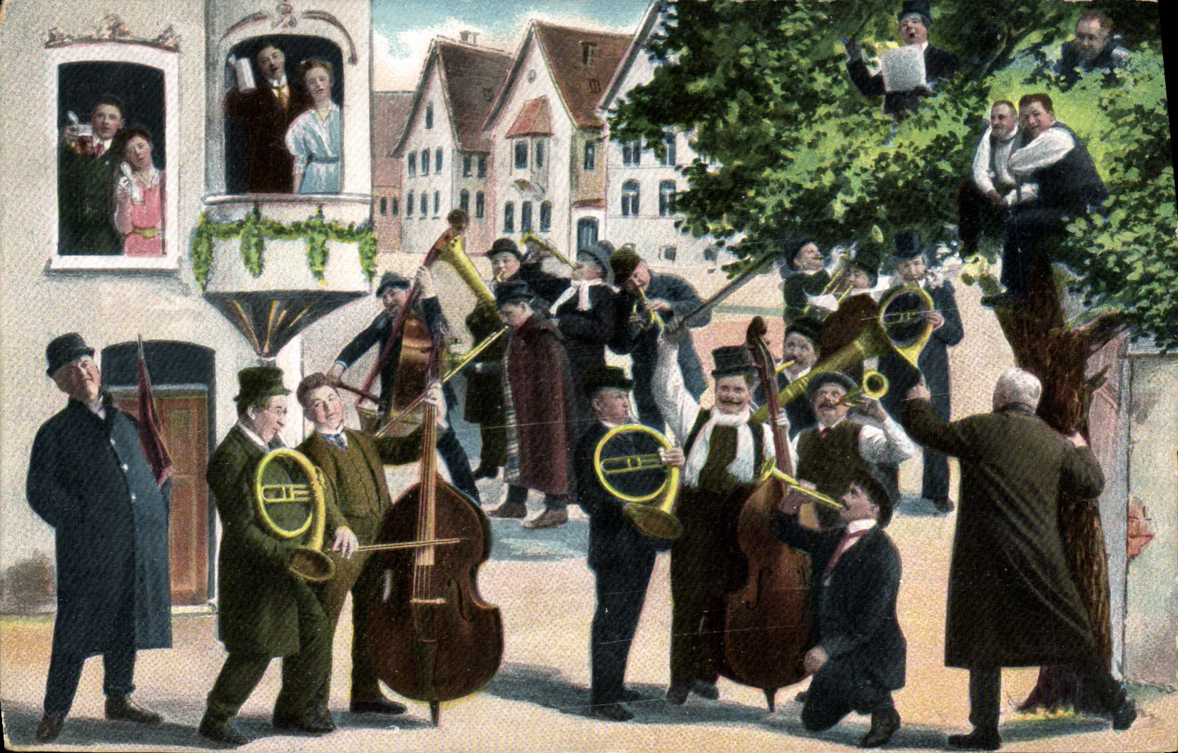 VINTAGE POSTCARD Alcohol Beer Against low Violoncello