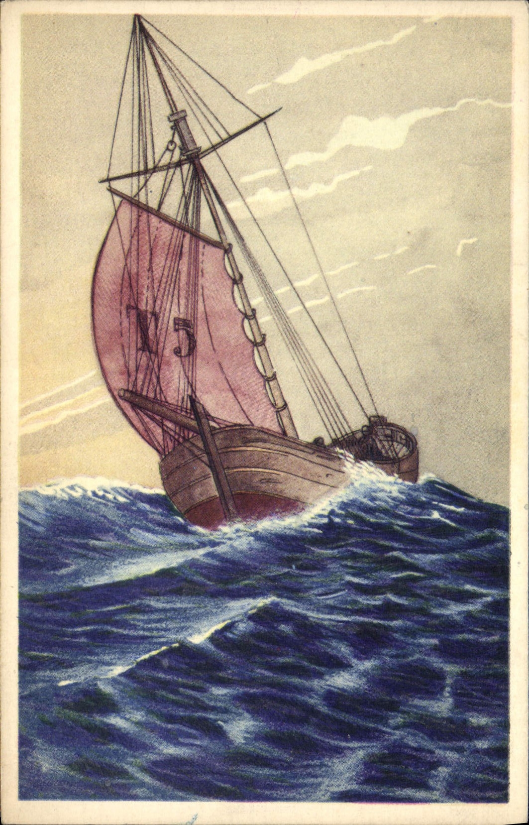 CPA Bateau Voilier Peche 