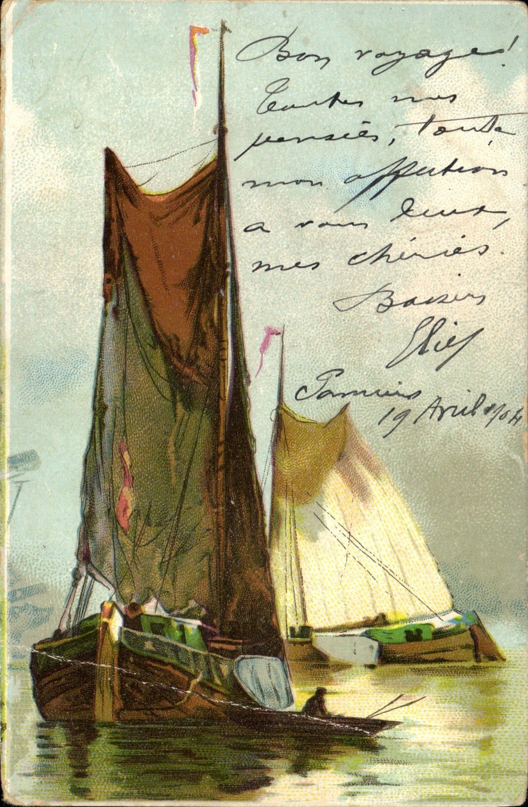 CPA Bateau Voilier Peche