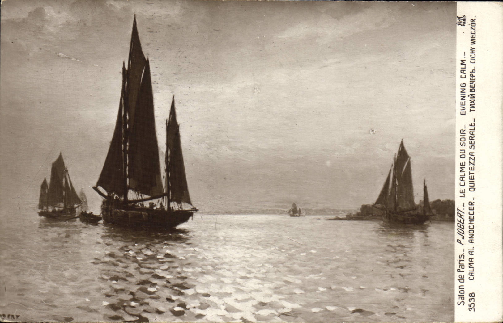 CPA Bateau Voilier Salon de Paris Jobert Le calme du soir 