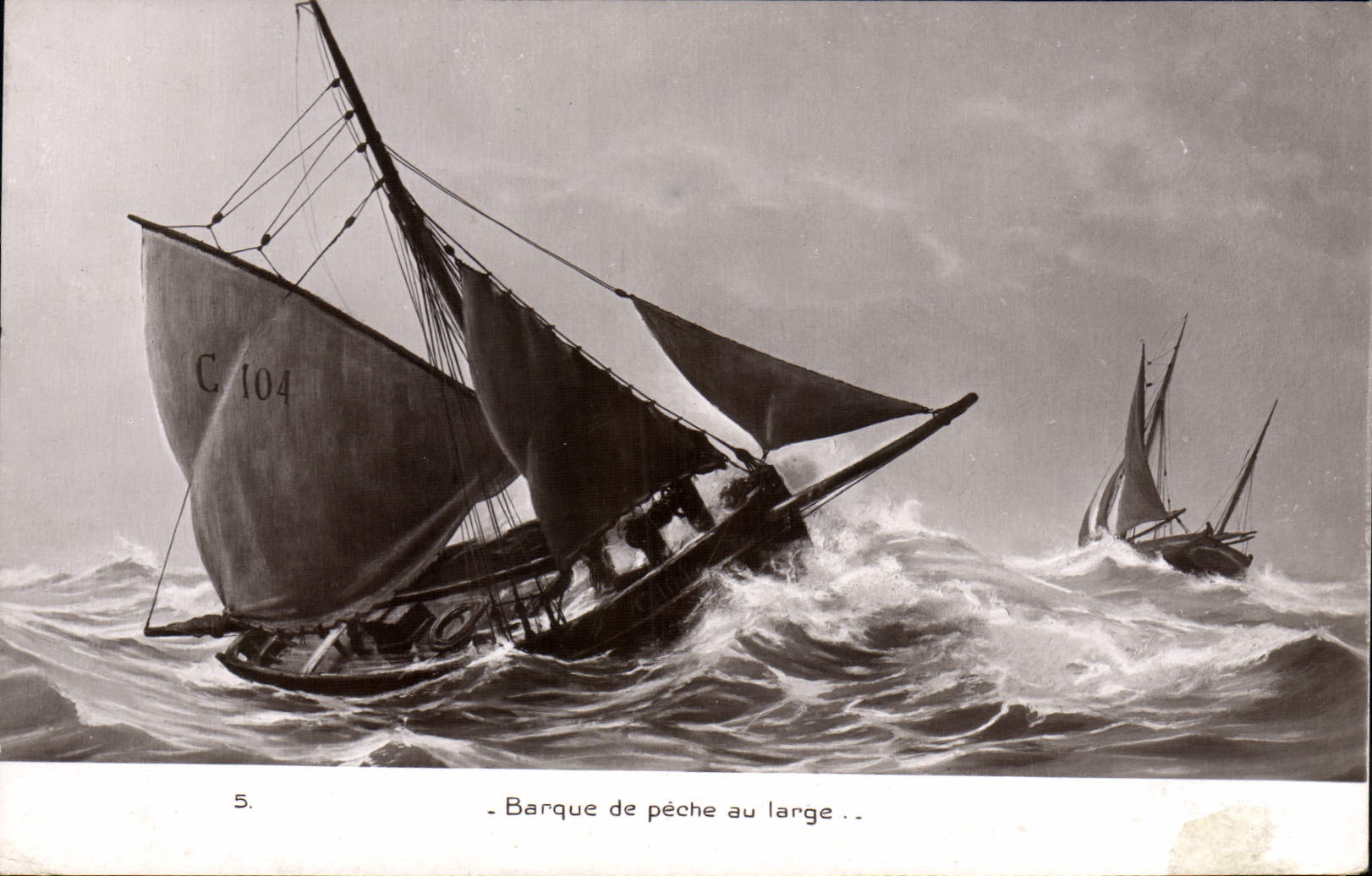 CPA Bateau Voilier Barque de peche au large