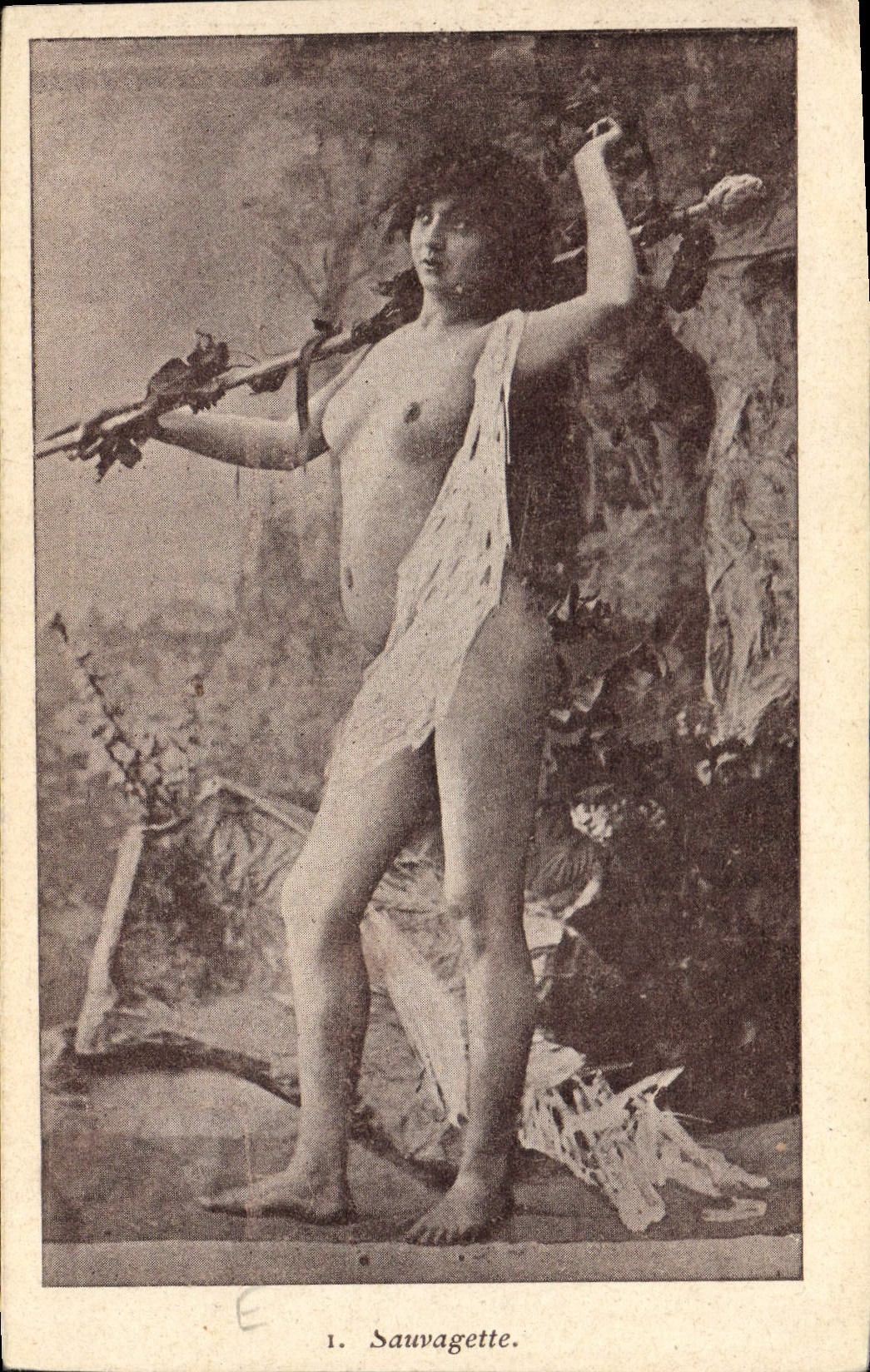 VINTAGE POSTCARD Naked erotic Sauvagette Woman