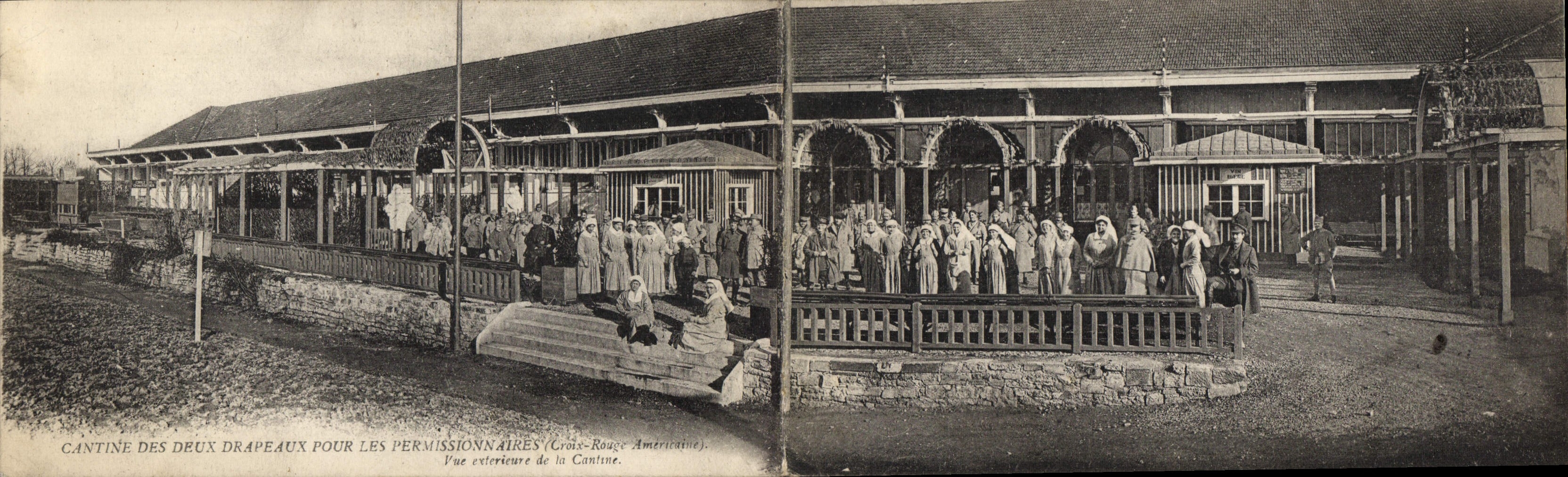 CARTED DOUBLE Militaria Cantine des deux drapeaux pour les permissionnaires Croix Rouge americaine Cantine