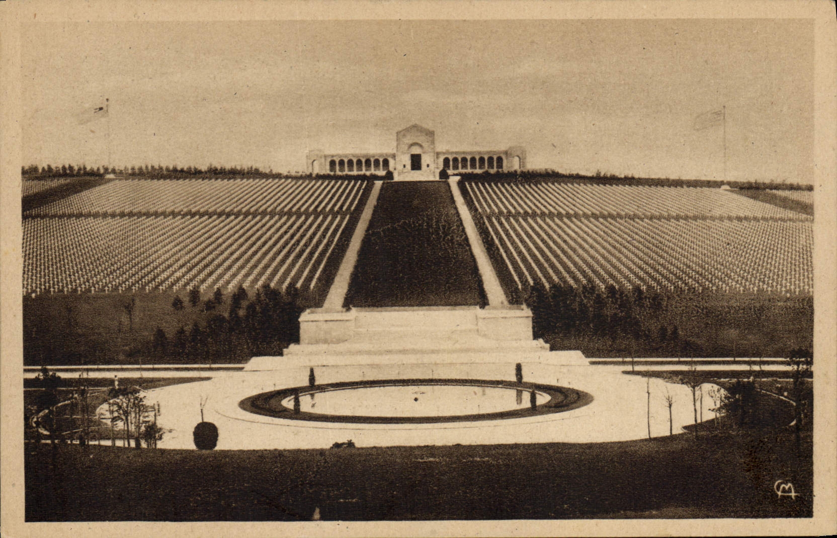 VINTAGE POSTCARD Militaria Romagna under Montfaucon the American cemetery