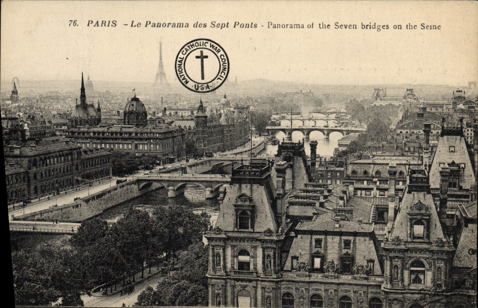 VINTAGE POSTCARD Paris the panorama of the seven bridges
