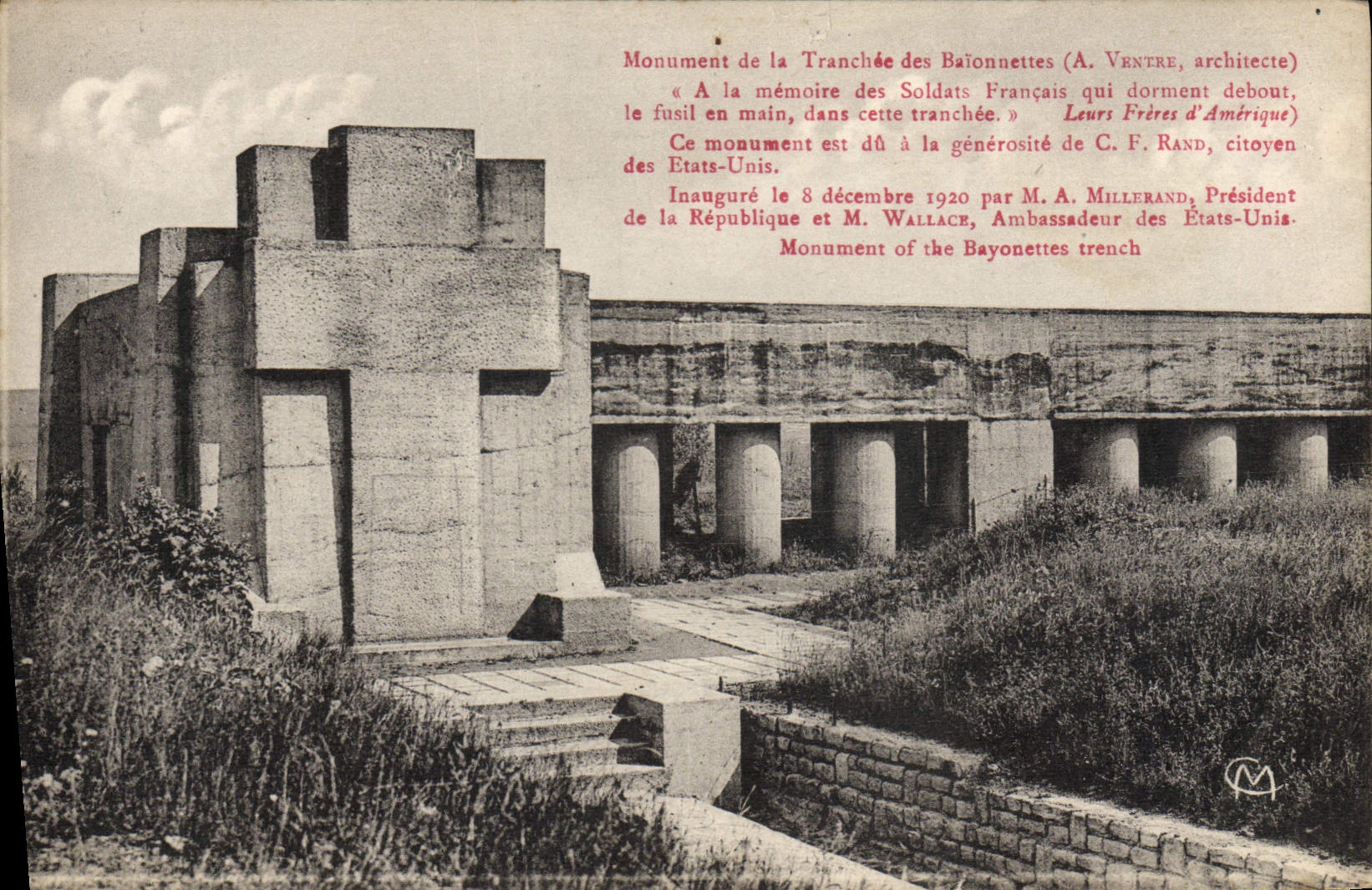 VINTAGE POSTCARD Militaria Monument of sliced bayonets