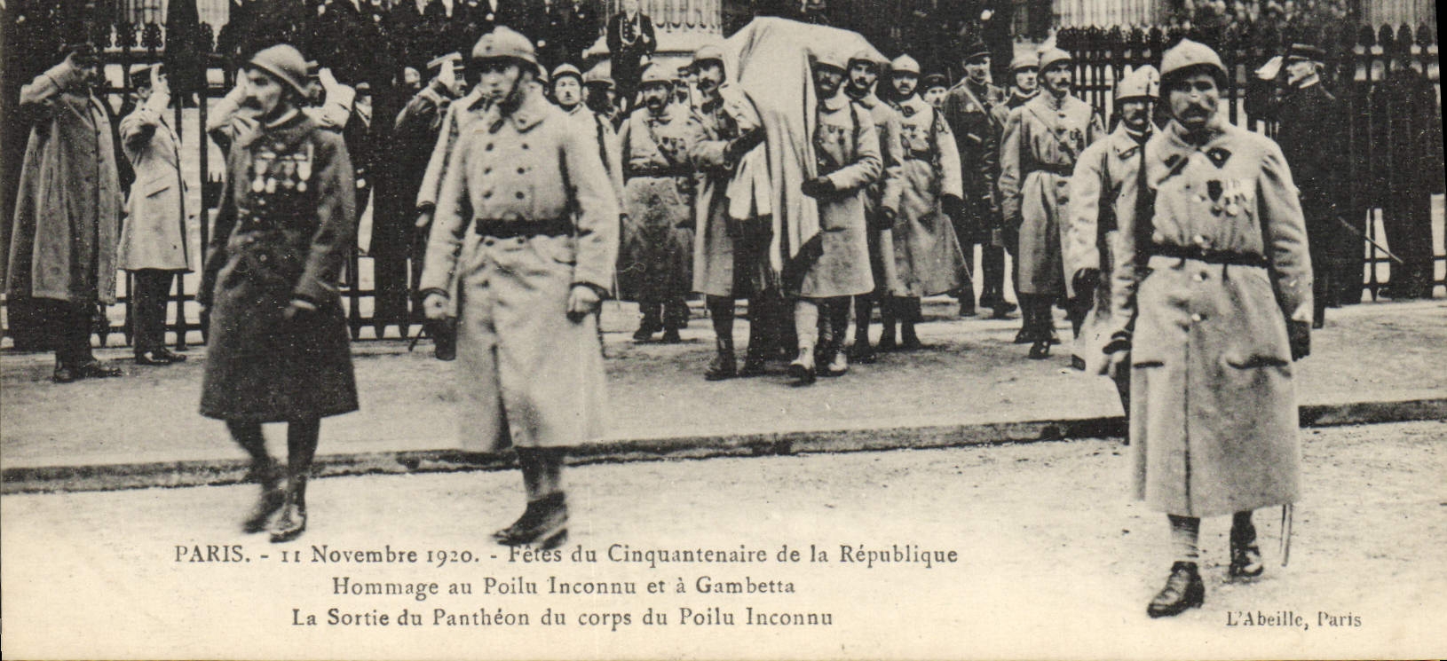 VINTAGE POSTCARD Militaria Festivals of the victory November 11th, 1920 Festivals of the fiftieth anniversary of the Republic hairy Homage Gambetta