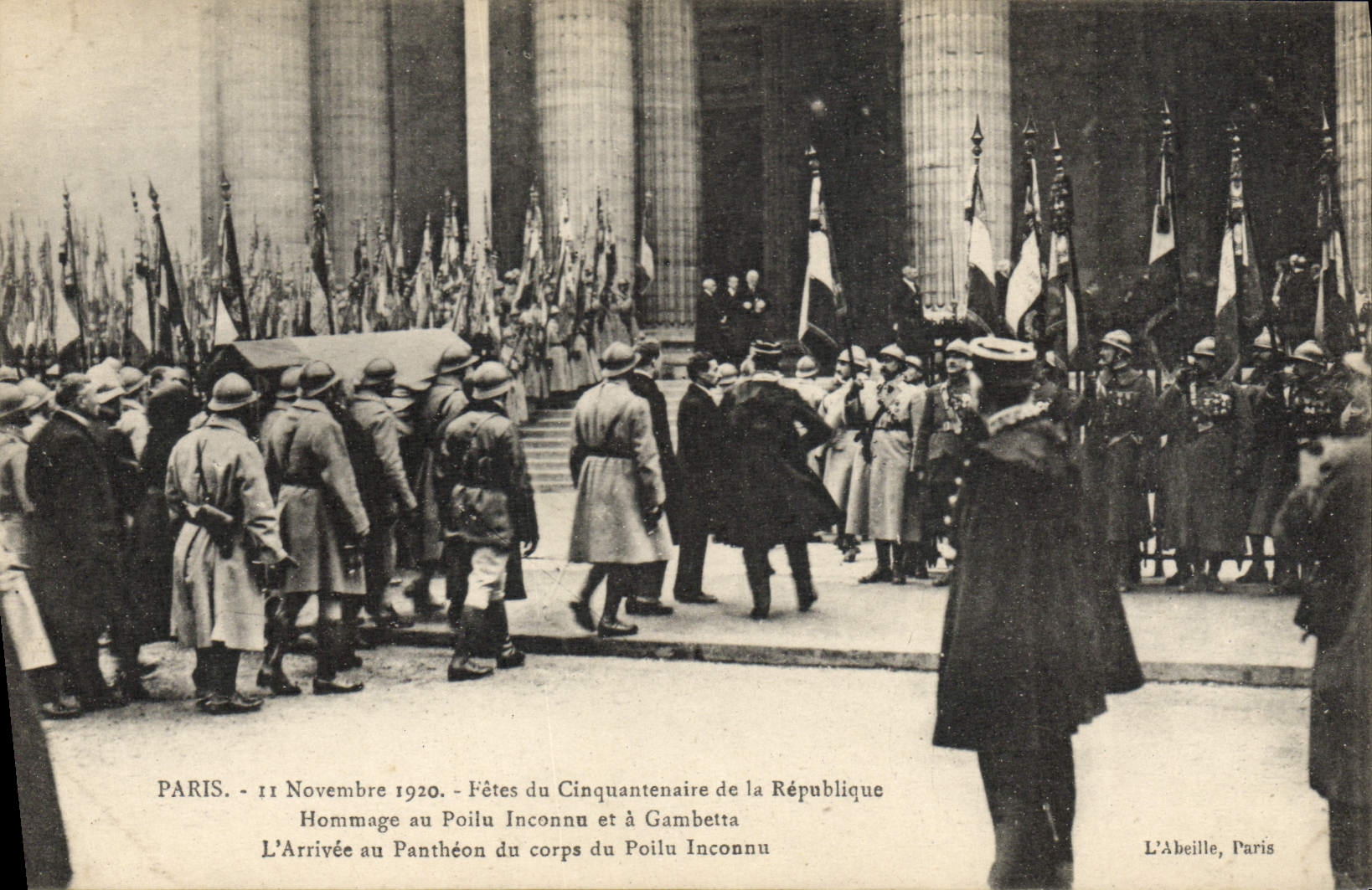 CPA Militaria Fetes de la victoire 11 novembre 1920 Fetes du cinquantenaire de la Republique Hommage poilu Gambetta