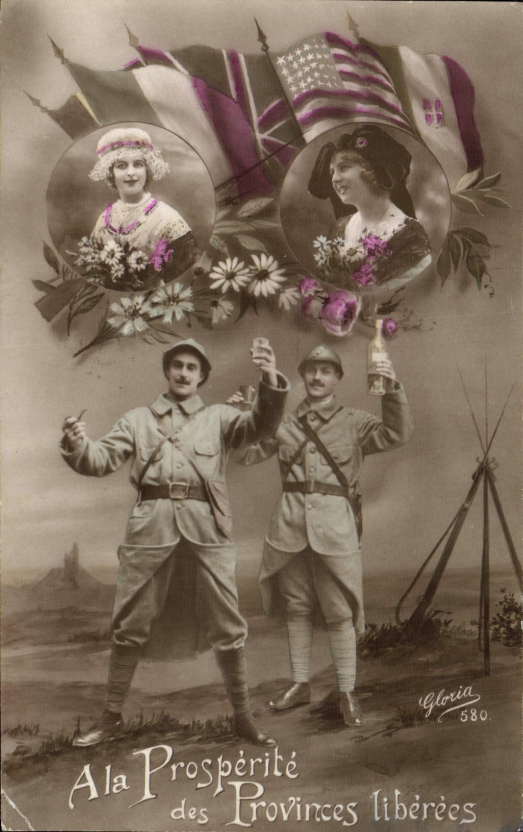 VINTAGE POSTCARD Militaria With the prosperity of the Provinces liberess Lorraine Alsace