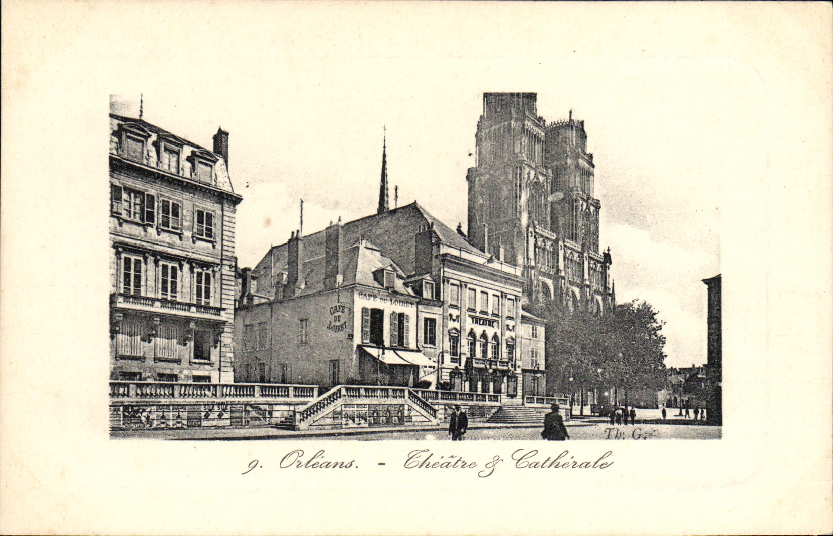 VINTAGE POSTCARD Theater and Orleans cathedral