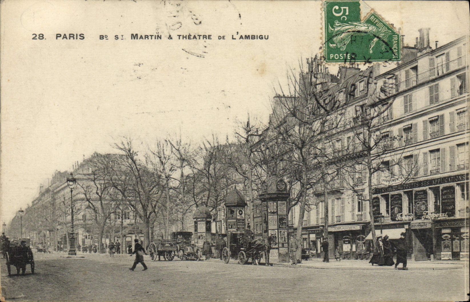 VINTAGE POSTCARD Paris data base St Martin and Theater of the Ambiguous one