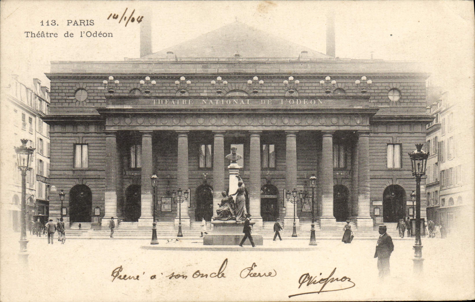 VINTAGE POSTCARD Paris Theater of Odeon