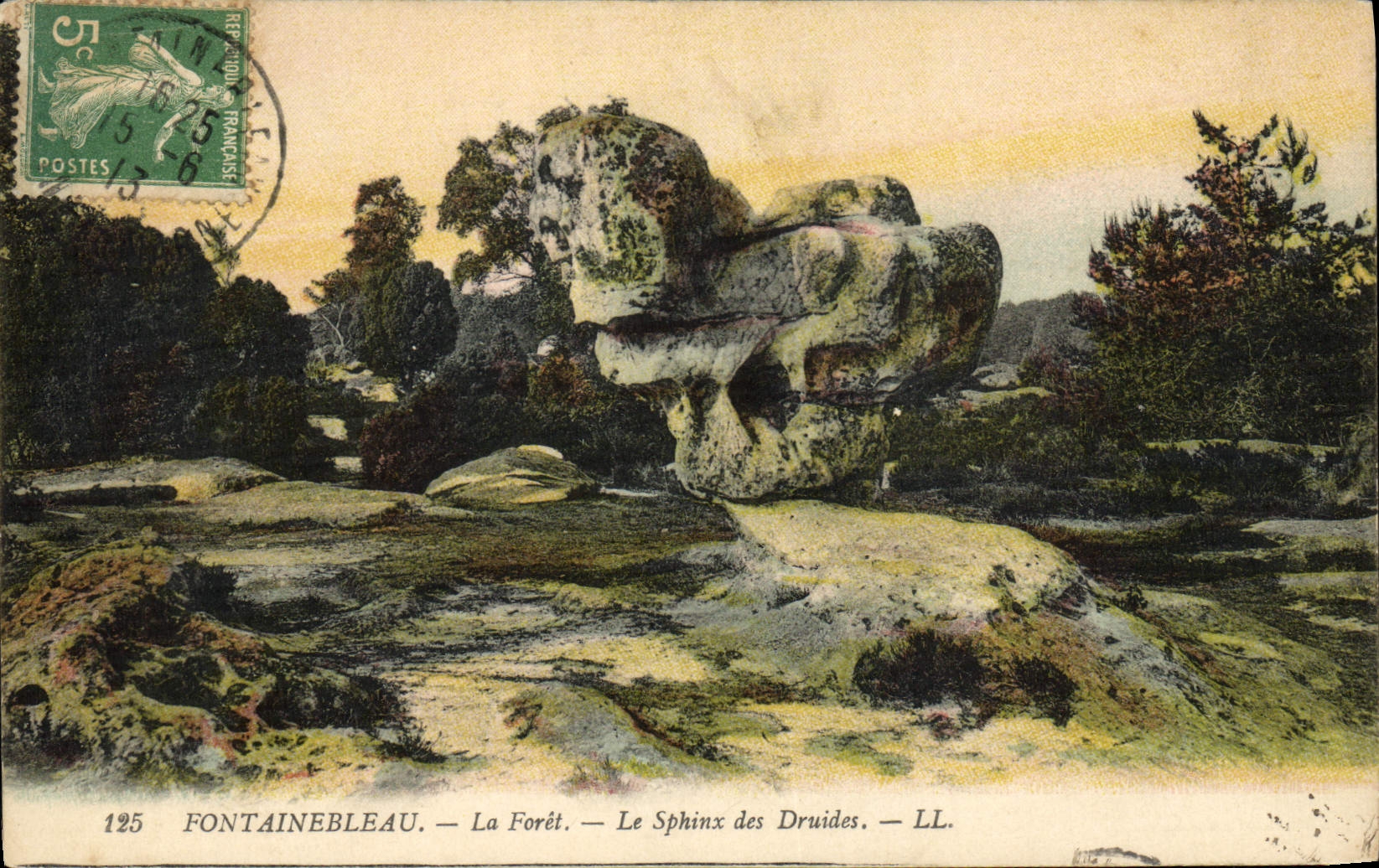 VINTAGE POSTCARD Drill of Fontainebleau the sphinx of the druids