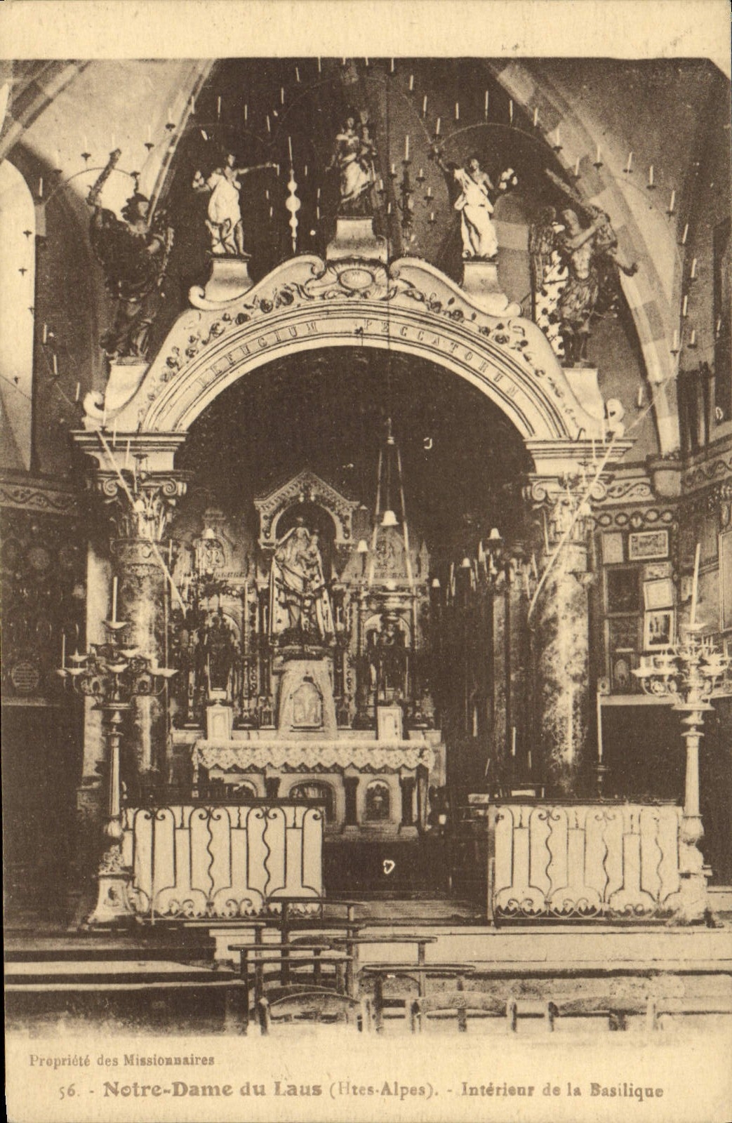 VINTAGE POSTCARD Notre Dame de Lans Interior of the basilica