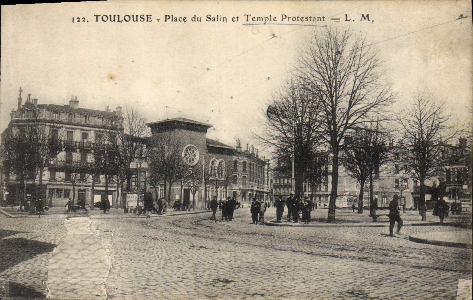 VINTAGE POSTCARD Toulouse Places the Saline one and Protestant Temple