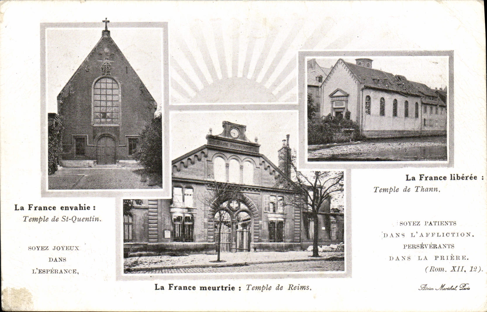 St-Quentin de protesta Thann Reims del templo de la POSTAL de la VENDIMIA