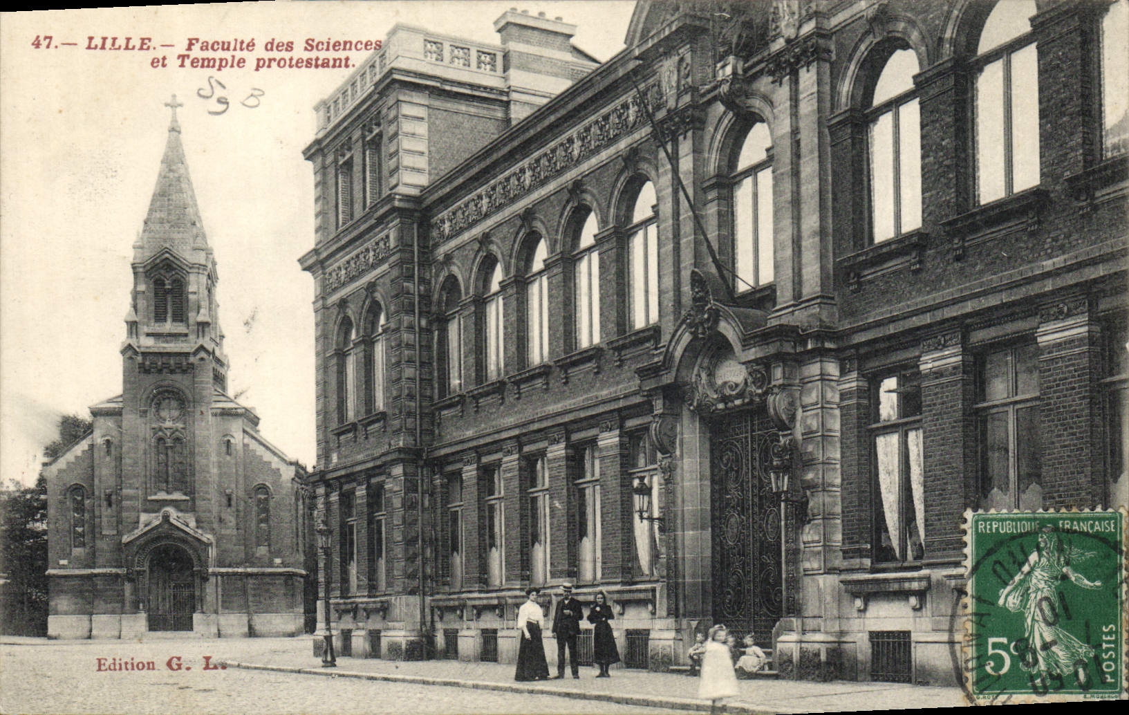 VINTAGE POSTCARD Lille Faculty of Science and Protestant Temple