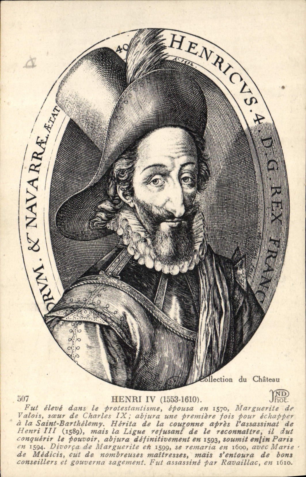 VINTAGE POSTCARD Henri IV Protestant