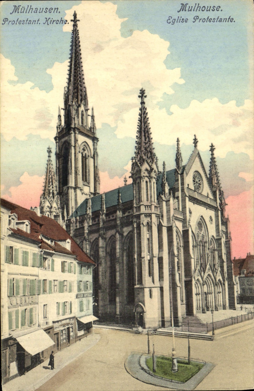 VINTAGE POSTCARD Protestant Church Mulhouse