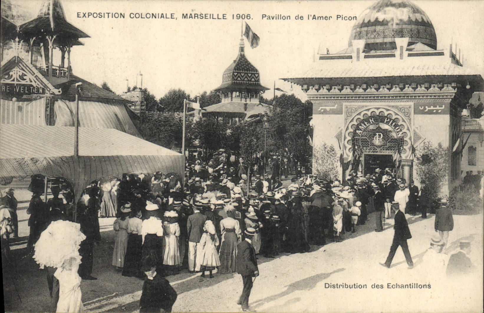 VINTAGE POSTCARD Beer Brewery Fair colonial Marseilles 1906 House of the Picon land-mark