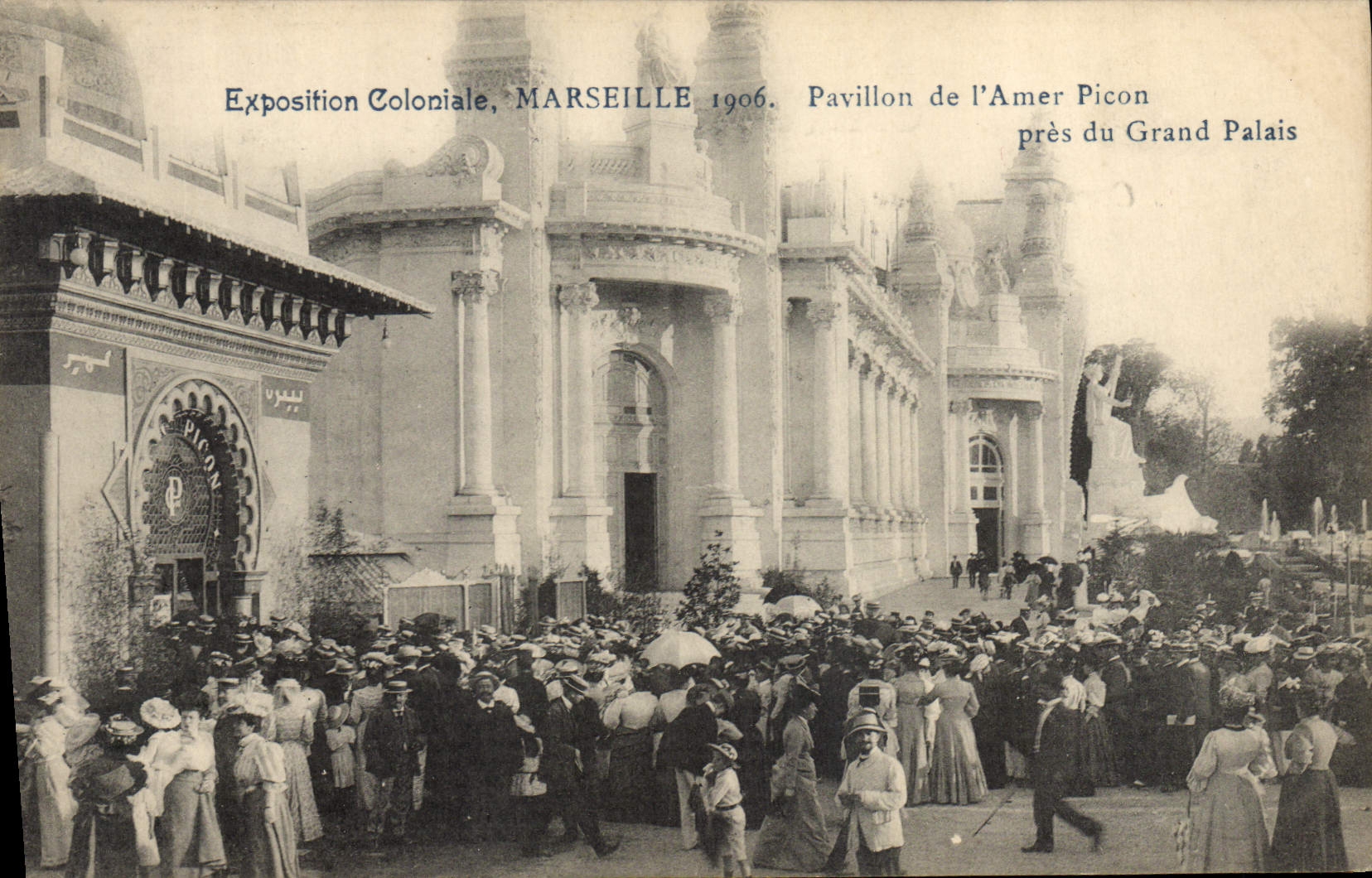 VINTAGE POSTCARD Beer Brewery Fair colonial Marseilles 1906 House of the Picon land-mark close to the Large palace