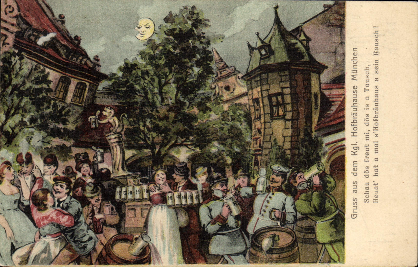 VINTAGE POSTCARD Beer Brewery Beer festivals Munich