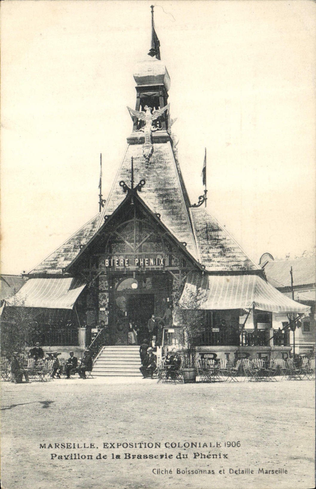 VINTAGE POSTCARD Beer Brewery Marseilles Fair colonial 1906 House of the brewery of the Phoenix