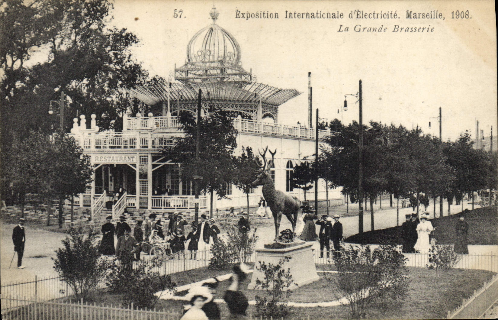 VINTAGE POSTCARD Beer Marseilles Brewery International exhibition of electricity 1908 the large brewery