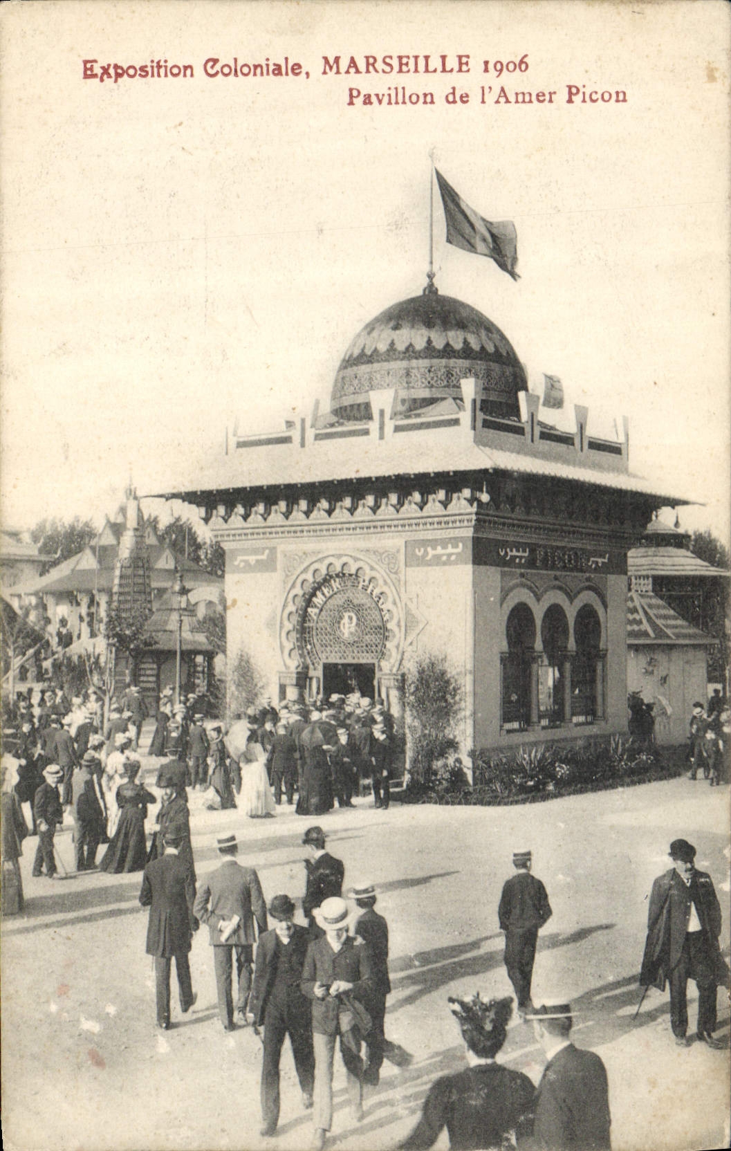 VINTAGE POSTCARD Beer Brewery Fair colonial Marseilles House of the Picon Land-mark