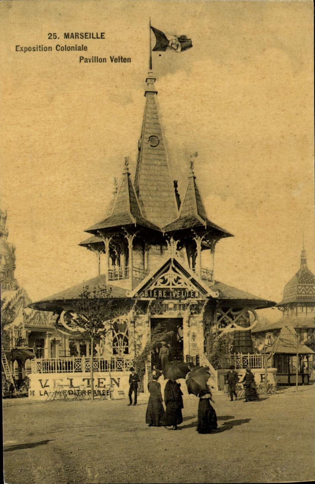 VINTAGE POSTCARD Beer Brewery Fair colonial Marseilles Velten House