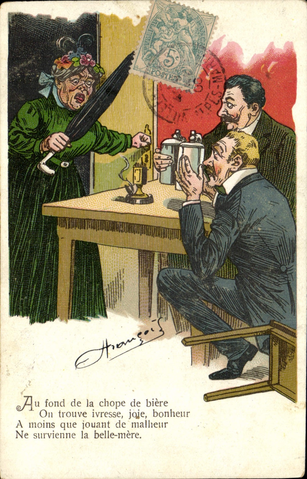 VINTAGE POSTCARD Beer Brewery woman Men