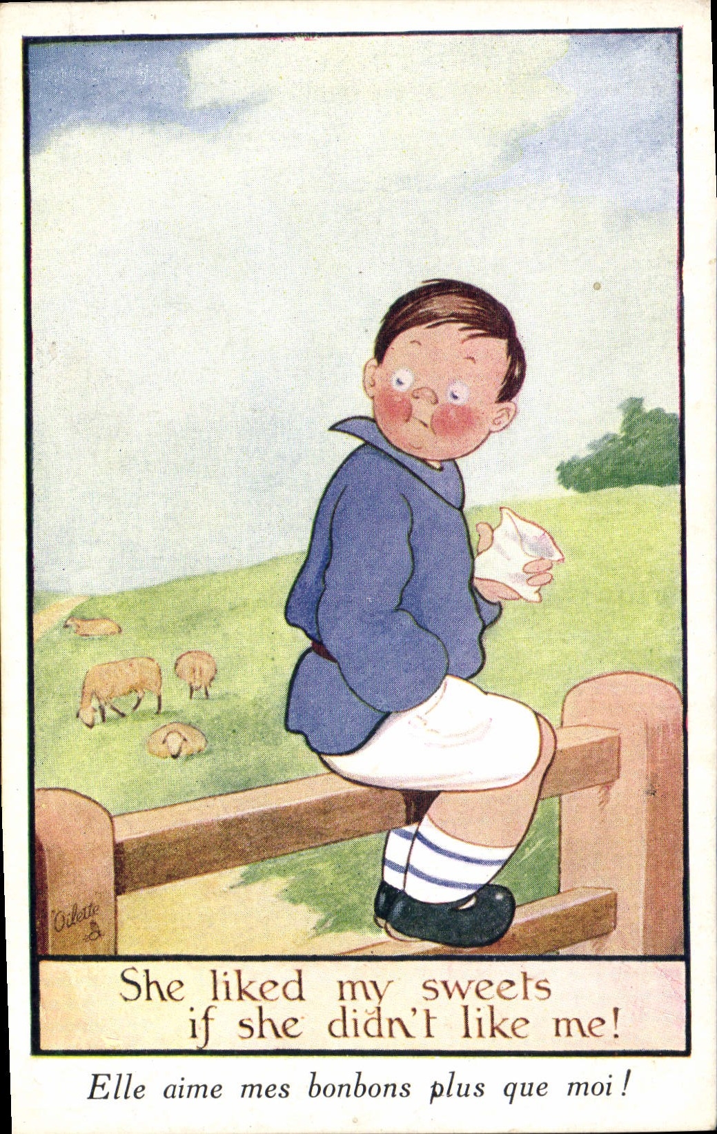 CPA Illustrateur Elle aime mes bonbons plus que moi