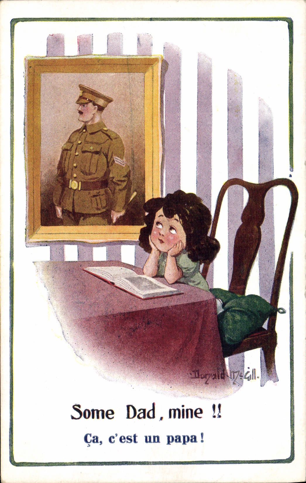 VINTAGE POSTCARD Illustrator Child Soldier Militaria Donald McGill