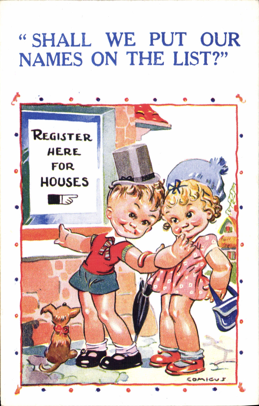 CPA Illustrateur Enfants Chien