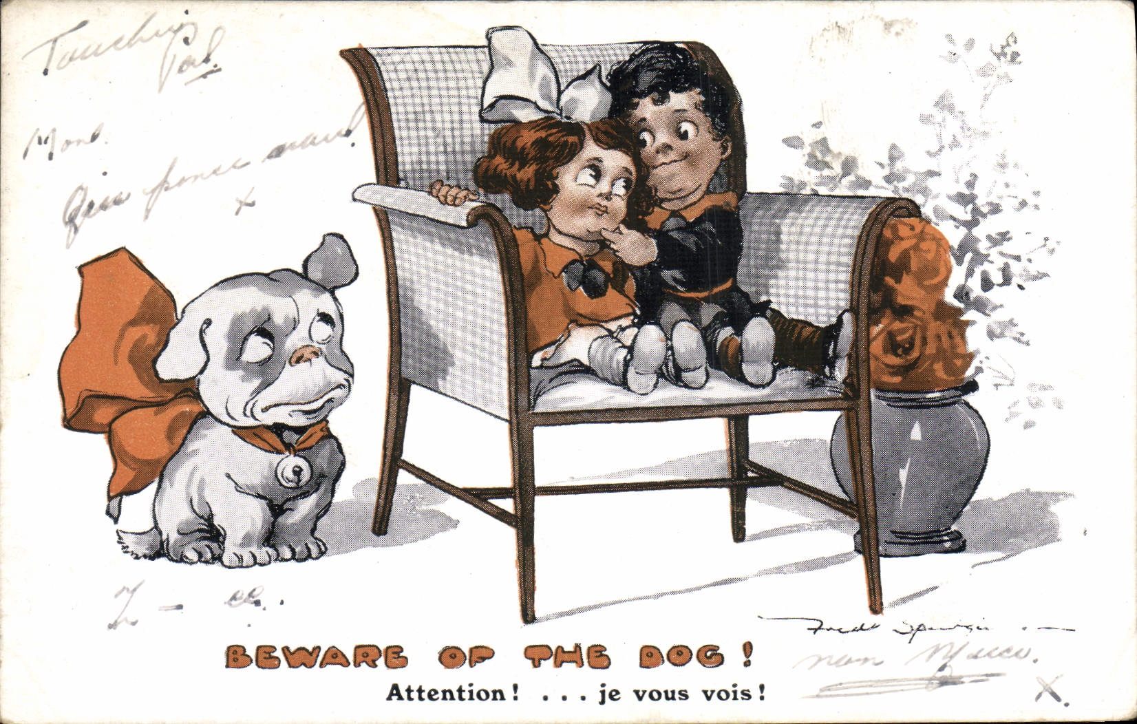 CPA Illustrateur Enfants Chien 