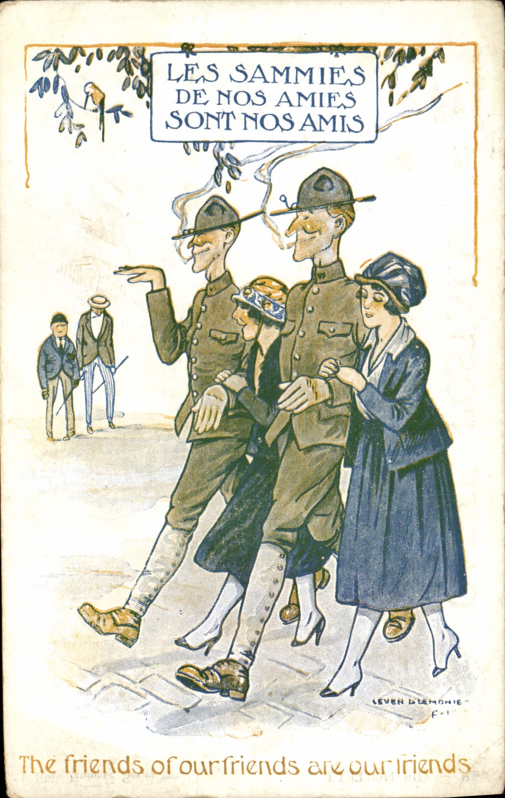 CPA Illustrateur Femmes Soldat Militaria Sammies