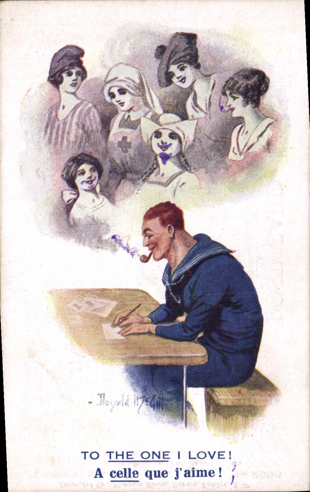 VINTAGE POSTCARD marine Illustrator Red Cross Nurse Women Donald McGill