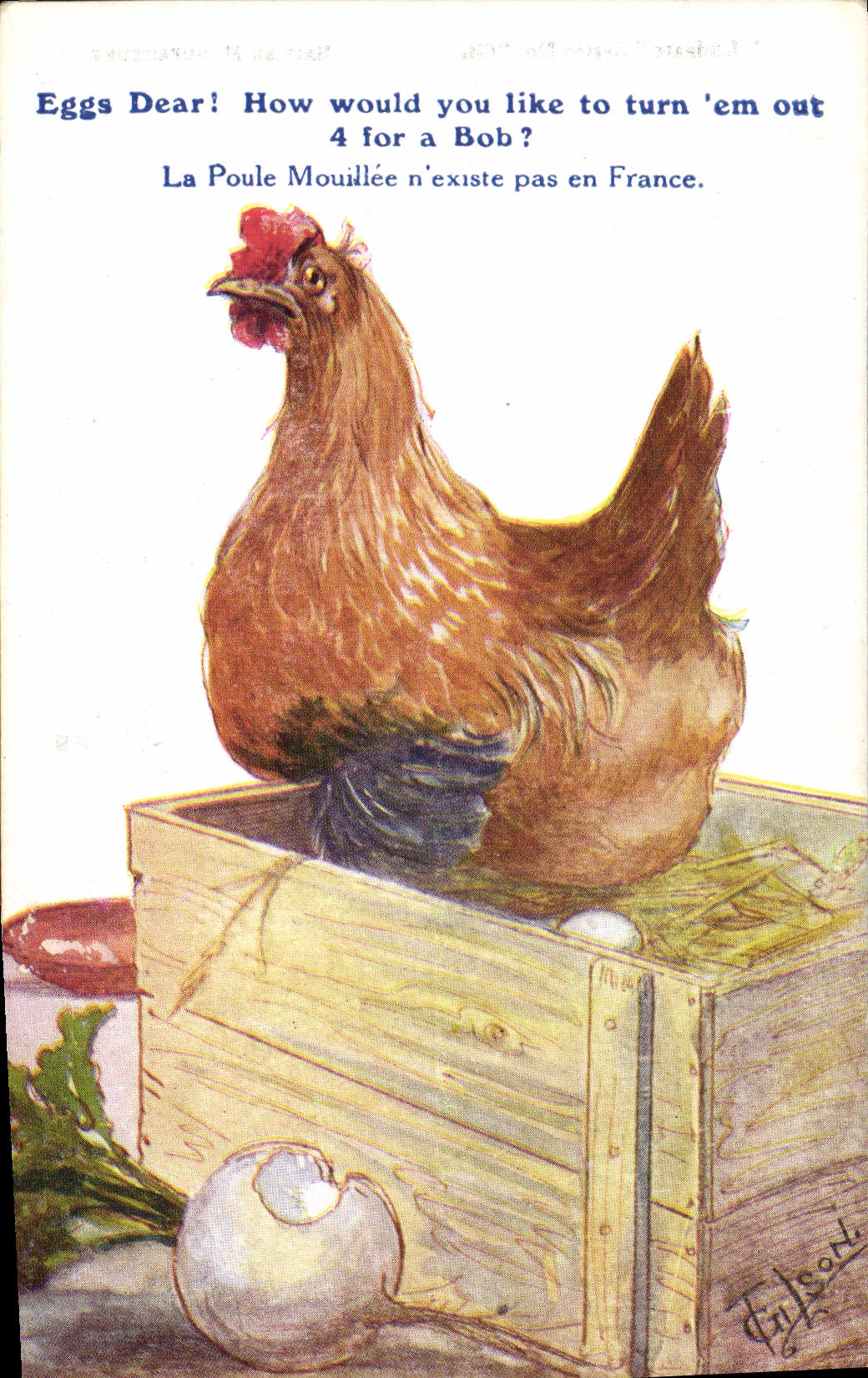 VINTAGE POSTCARD Illustrator Hen