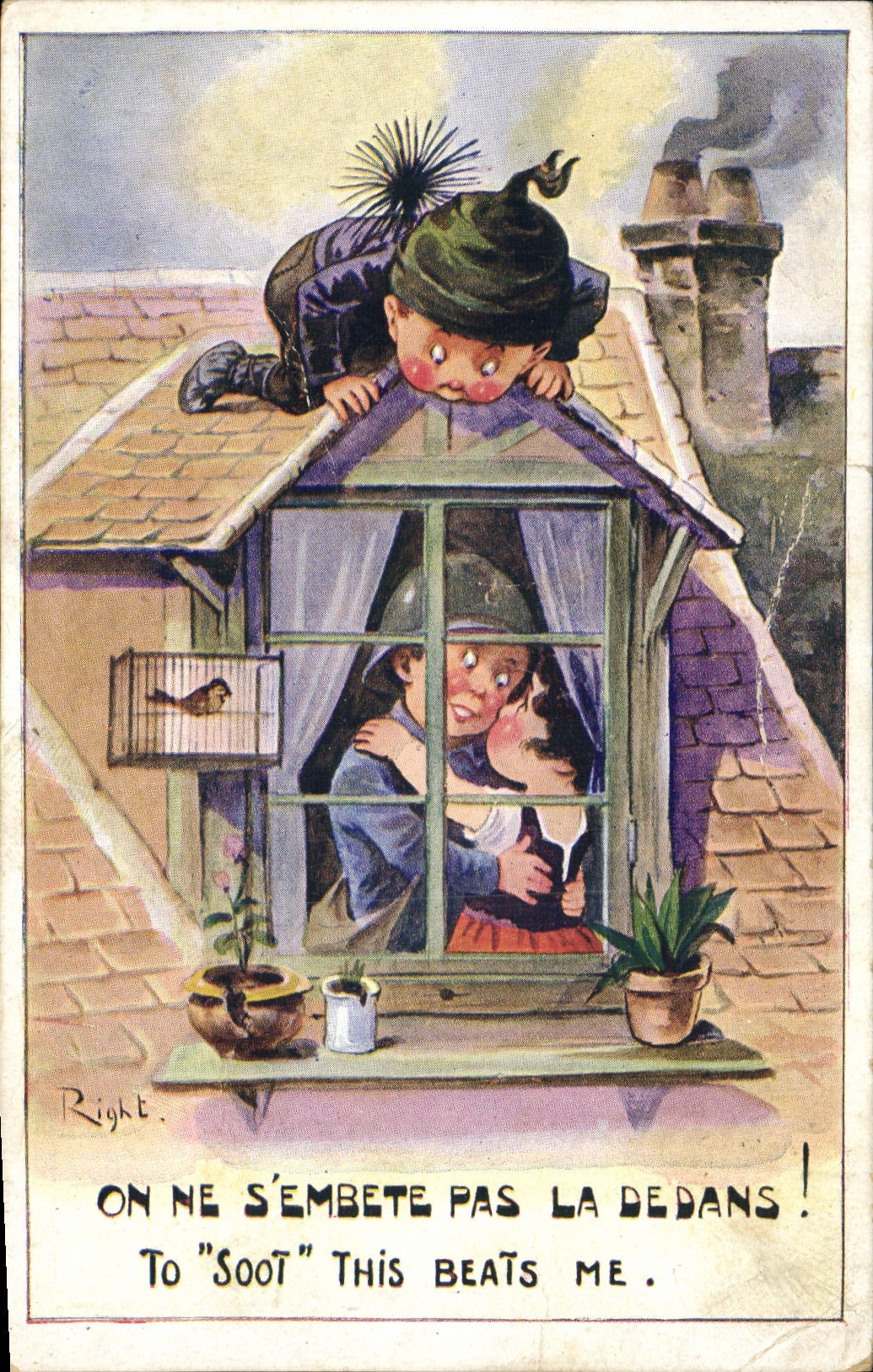 VINTAGE POSTCARD Illustrator Children Right Militaria